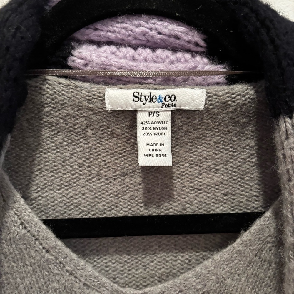 Style & Co. Vintage 90's Y2K Sweater Dress with Attached Striped Scarf Womens PS - Picture 5 of 10